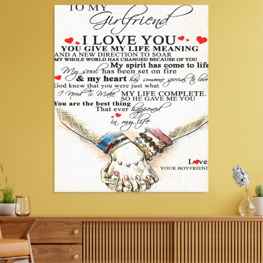Love Quote voor Vriendin | Beste cadeau voor vrouw Canvas Afdruk (Insitu (Woonkamer))