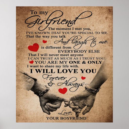 Love Quote voor Vriendin | Beste cadeau voor vrouw Poster (Voorkant)