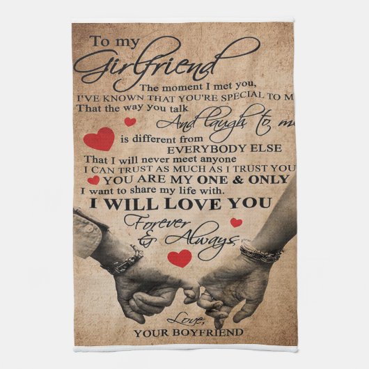 Love Quote voor Vriendin | Beste cadeau voor vrouw Theedoek (Verticaal)