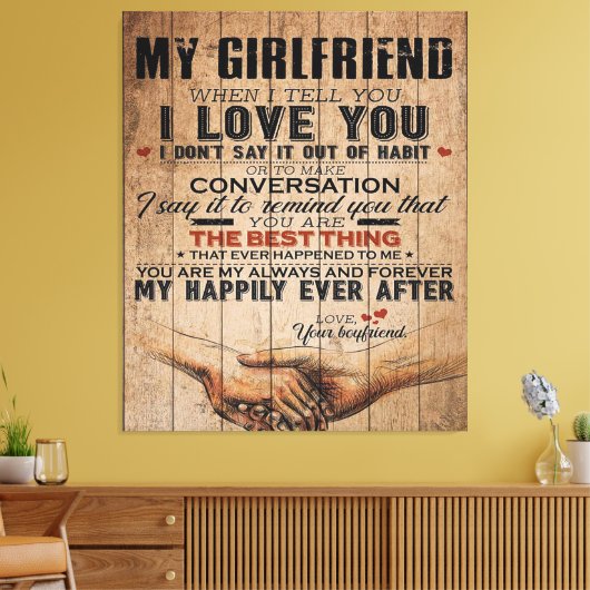 Love Quote voor Vriendin | Funny Quottes Gift Canvas Afdruk (Insitu (Woonkamer))