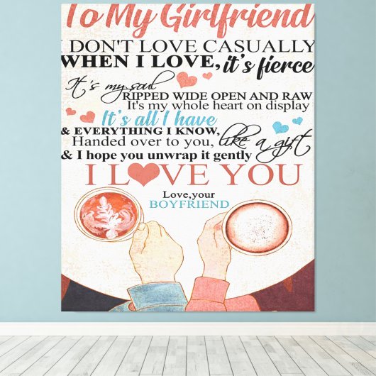 Love Quote voor Vriendin | Funny Quottes Gift Canvas Afdruk (Insitu (Houten vloer))