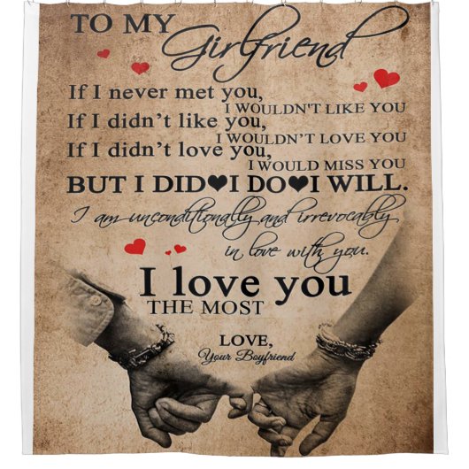 Love Quote voor Vriendin | Funny Quottes Gift Douchegordijn (Voorkant)