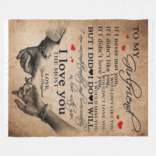 Love Quote voor Vriendin | Funny Quottes Gift Fleece Deken (Voorkant (Horizontaal))