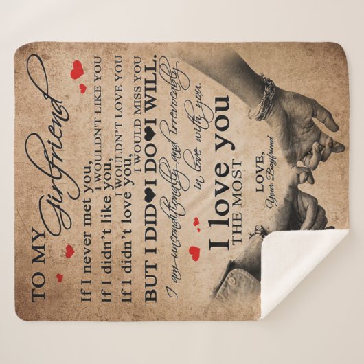 Love Quote voor Vriendin | Funny Quottes Gift Sherpa Deken (Voorkant (horizontaal))