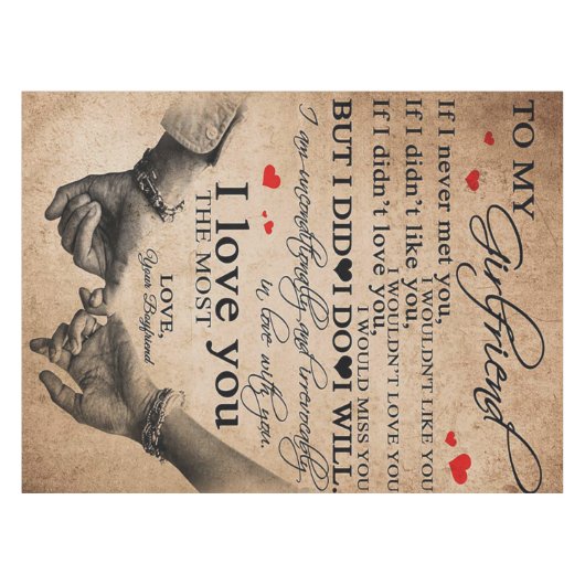 Love Quote voor Vriendin | Funny Quottes Gift Tafelkleed (Voorkant (Horizontaal))