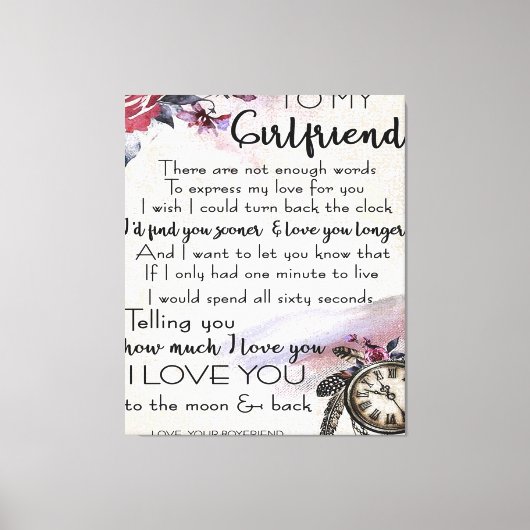 Love Quote voor Vriendin | Lovely Couple Cadeau Canvas Afdruk (Voorkant)