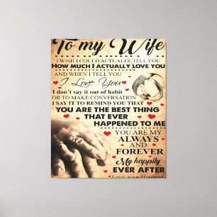 Love Quote voor Wife Beste en perfecte cadeautje Canvas Afdruk