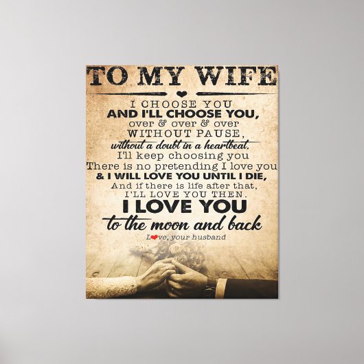 Love Quote voor Wife | Beste en perfecte cadeautje Canvas Afdruk (Voorkant)