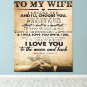 Love Quote voor Wife | Beste en perfecte cadeautje Canvas Afdruk (Insitu (Houten vloer))