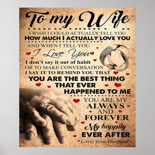Love Quote voor Wife | Beste en perfecte cadeautje Poster (Voorkant)