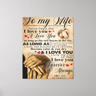 Love Quote voor Wife   Cute Family Gift Canvas Afdruk
