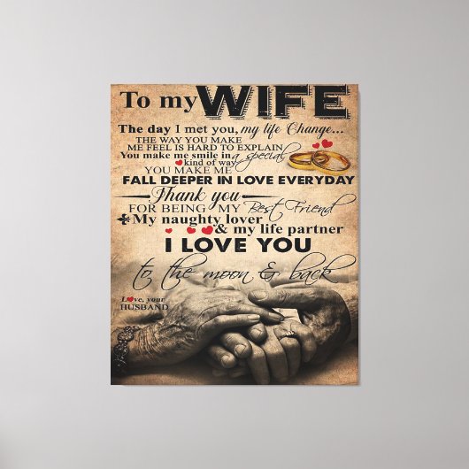 Love Quote voor Wife | Losief Cadeau voor de vrouw Canvas Afdruk (Voorkant)