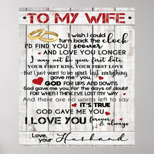 Love Quote voor Wife | Trendy Cadeau voor vrouw Poster (Voorkant)