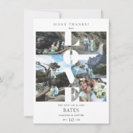 Love Quote White Trendy Collage Wedding 6 Photos Bedankkaart