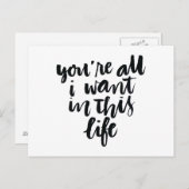 Love Quotes: Jij bent alles wat ik in dit leven wi Briefkaart (Voorkant / Achterkant)