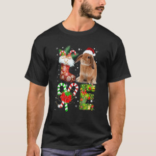 Love Rabbit kerstlight Funny Dierenvriend T-shirt