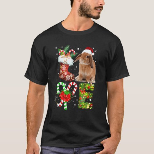 Love Rabbit kerstlight Funny Dierenvriend T-shirt (Voorkant)