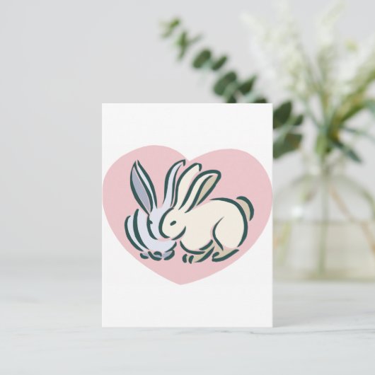 Love Rabbits Briefkaart (Staand voorkant)