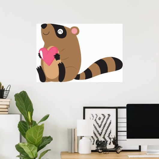 Love Raccoon Poster (Thuiskantoor)