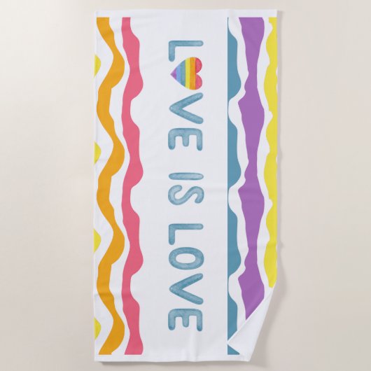 Love Rainbow Beach Towel Strandlaken (Voorkant)