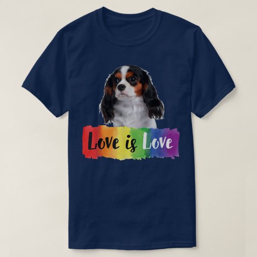 Love Rainbow Dog Cavalier King Charles Spa T-shirt (Design voorkant)
