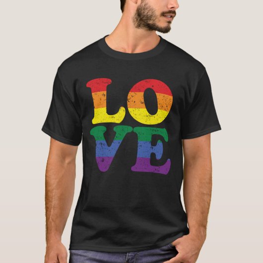 Love Rainbow Flag LGBT Gay Pride T Shirt 6 (Voorkant)