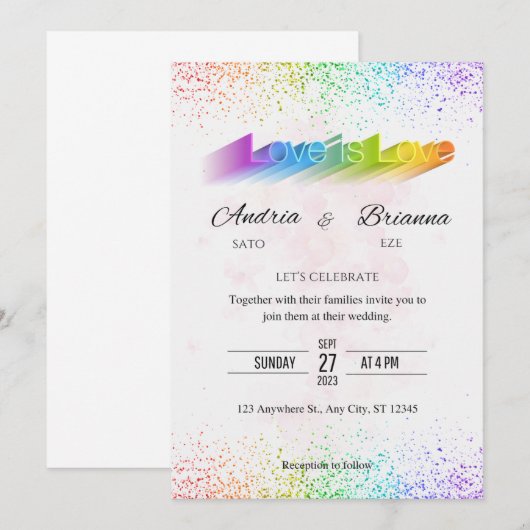 Love Rainbow gay bruiloft Kaart (Voorkant / Achterkant)