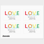 Love Rainbow Gay Lesbian Wedding Rechthoekige Sticker (Vel)