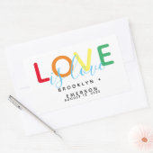Love Rainbow Gay Lesbian Wedding Rechthoekige Sticker (Envelop)