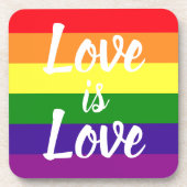Love Rainbow Gay Pride Bier Onderzetter (Voorkant)
