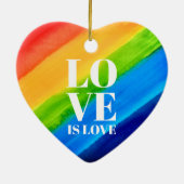 Love Rainbow Gay Pride Heart Keramisch Ornament (Achterkant)