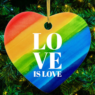 Love Rainbow Gay Pride Heart Keramisch Ornament