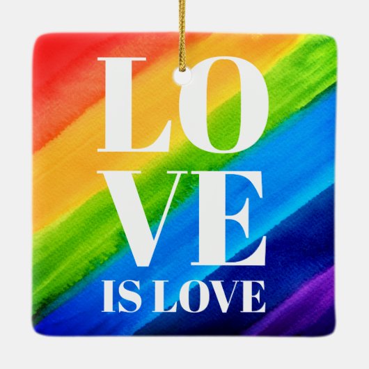 Love Rainbow Gay Pride Keramisch Ornament (Achterkant)