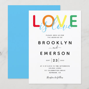 Love Rainbow Gay Wedding Invitation Kaart