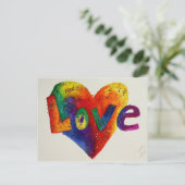Love Rainbow Glitter Heart Art Briefkaart (Staand voorkant)