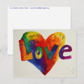 Love Rainbow Glitter Heart Art Briefkaart (Voorkant / Achterkant)