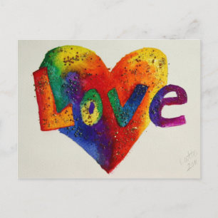 Love Rainbow Glitter Heart Art Briefkaart