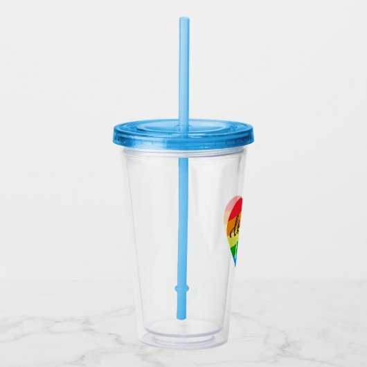 Love Rainbow Heart Acryl Drinkbeker (Rechts)