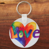 Love Rainbow Heart Art Word Painting Sleutelhanger (Voorkant)