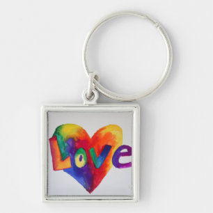 Love Rainbow Heart Art Word Painting Sleutelhanger