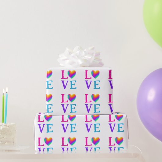LOVE Rainbow Heart Cadeaupapier (Feestgeschenken)