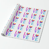 LOVE Rainbow Heart Cadeaupapier (Uitgerold)