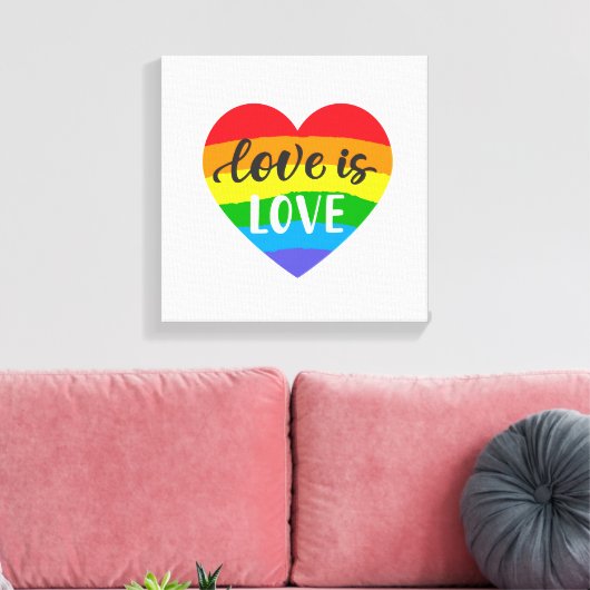 Love Rainbow Heart Canvas Afdruk (Insitu (Woonkamer))