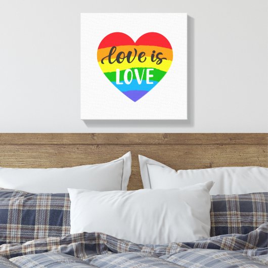 Love Rainbow Heart Canvas Afdruk (Insitu (Slaapkamer))
