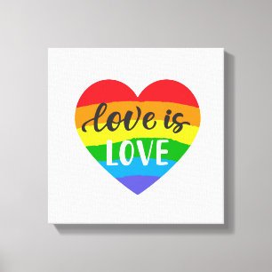 Love Rainbow Heart Canvas Afdruk