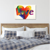 Love Rainbow Heart Glitter Painting Canvas Print (Insitu (Slaapkamer))