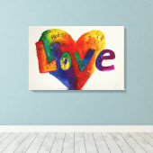Love Rainbow Heart Glitter Painting Canvas Print (Insitu (Houten vloer))