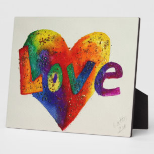 Love Rainbow Heart Glitter Painting Poem Plaque Fotoplaat