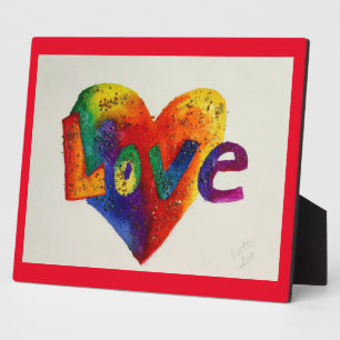 Love Rainbow Heart Glitter Painting Poem Plaque Fotoplaat
