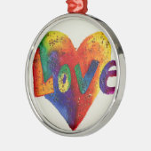 Love Rainbow Heart Glitter Word Art Ornament (Links)